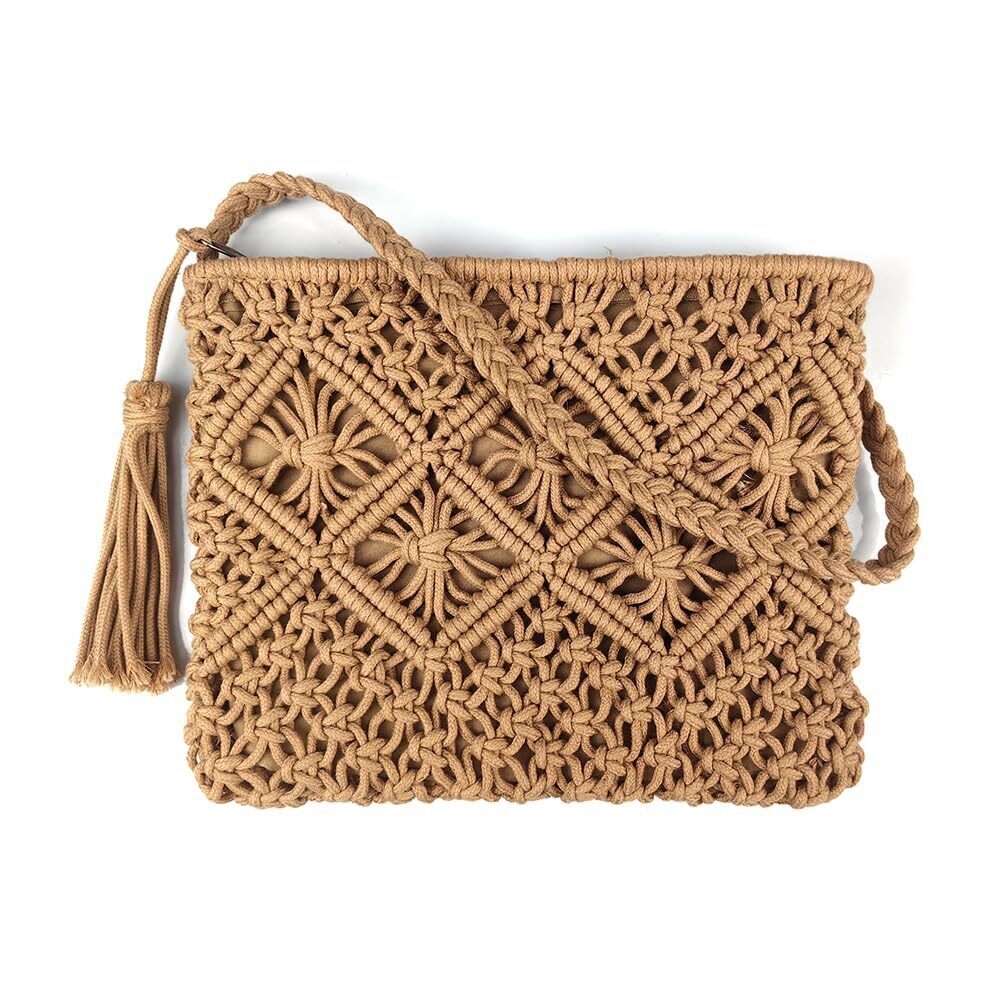 5770 Boho Crossbody Handbag,Handwoven cotton rope Shoulder Bag,Summer Beach